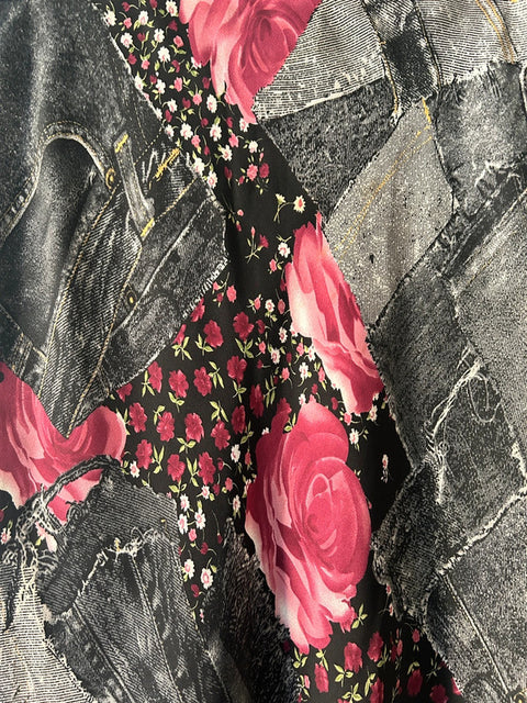 Vintage Philip Simon Paris Skirt with Denim & Floral Patchwork