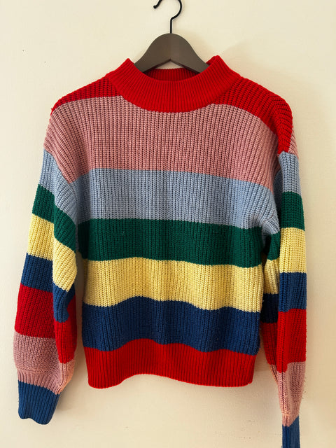 Colorful Striped Knit Sweater – XS