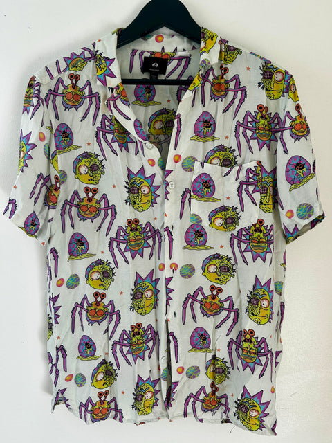 Rick and Morty Printed Button Down Shirt - XS