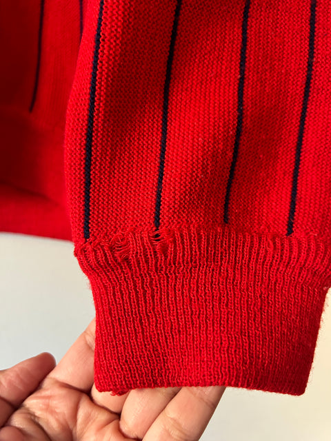 Lacoste V-neck knitted jumper - 90s, unisex, striped