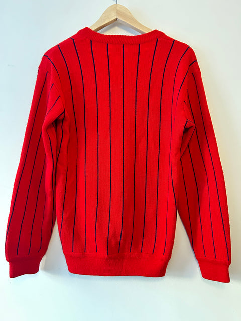 Lacoste V-neck knitted jumper - 90s, unisex, striped