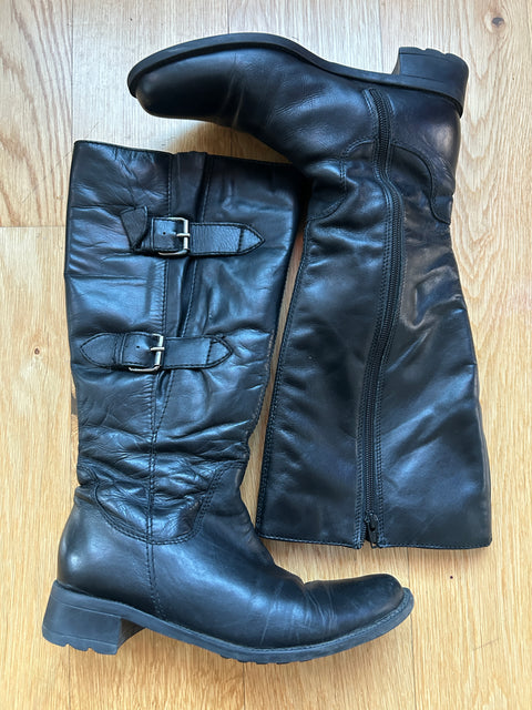 Black rider double buckled boots - EU 38