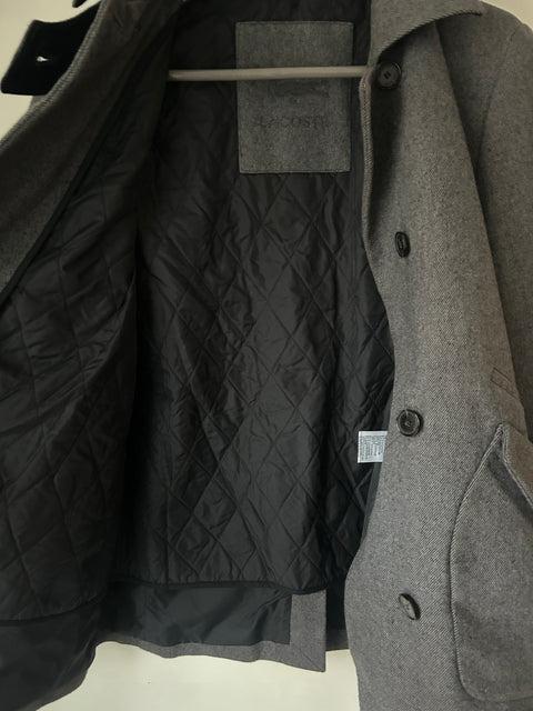 Grey Lacoste double-breasted peacoat