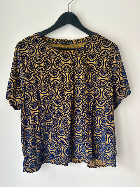 Atmosphere Velvet Luxe Navy and Yellow Top
