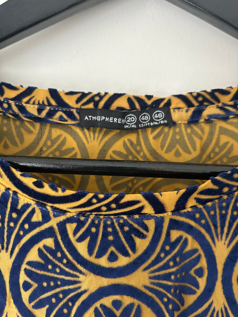 Atmosphere Velvet Luxe Navy and Yellow Top