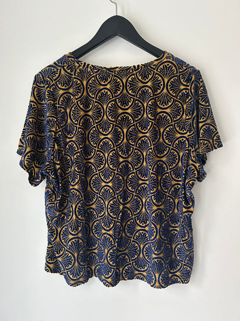 Atmosphere Velvet Luxe Navy and Yellow Top