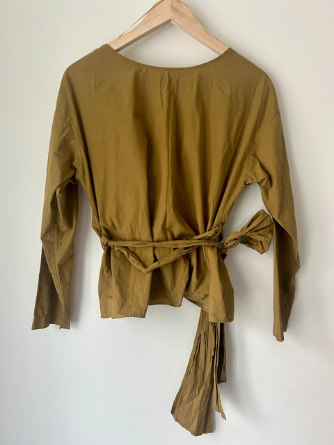 Uniqlo Mustard Wrap Blouse with Tie