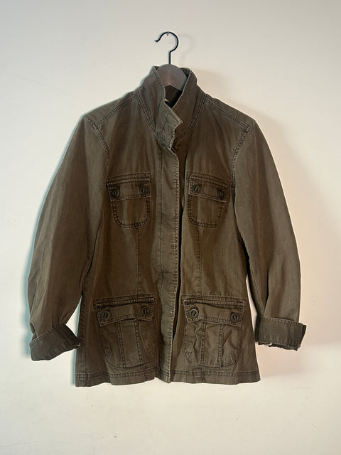 Olive Green Utility Jacket with Pocket Details - M