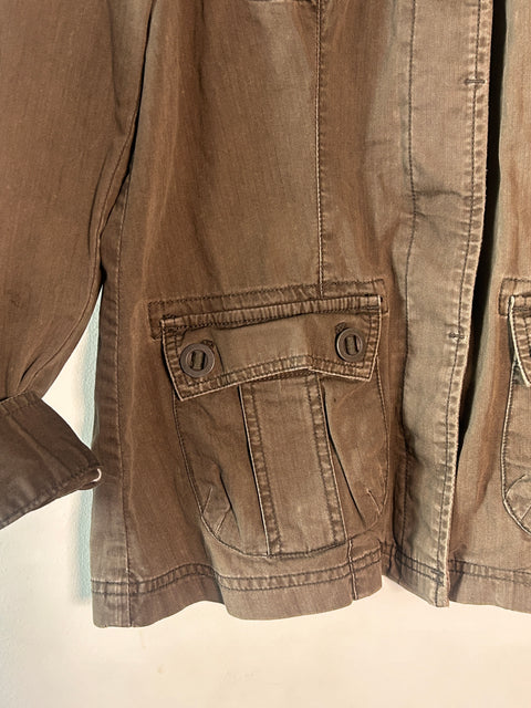Olive Green Utility Jacket with Pocket Details - M