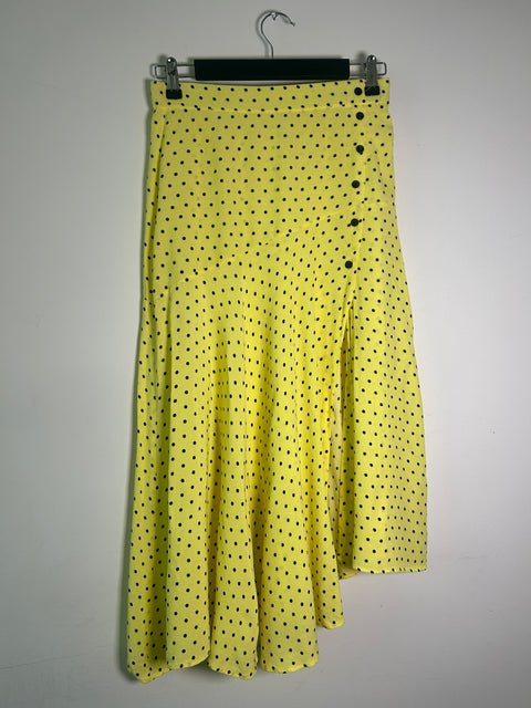 Polka Dot Asymmetrical Midi Skirt - M