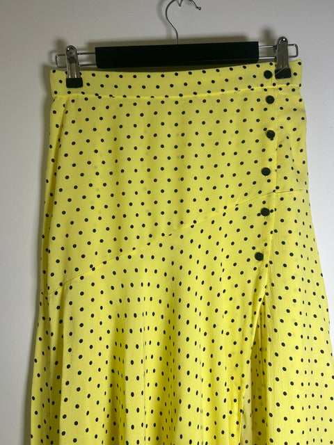 Polka Dot Asymmetrical Midi Skirt - M