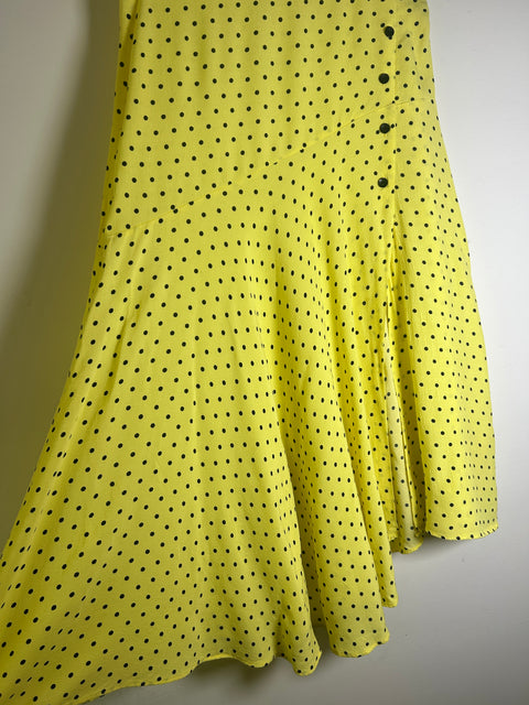 Polka Dot Asymmetrical Midi Skirt - M