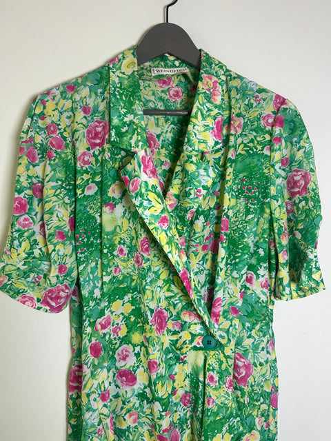 Vintage Parisian Silk Wrap Dress - EU 42