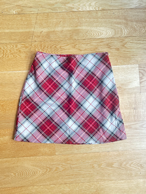 Red & White Tartan Mini Skirt - EU 38