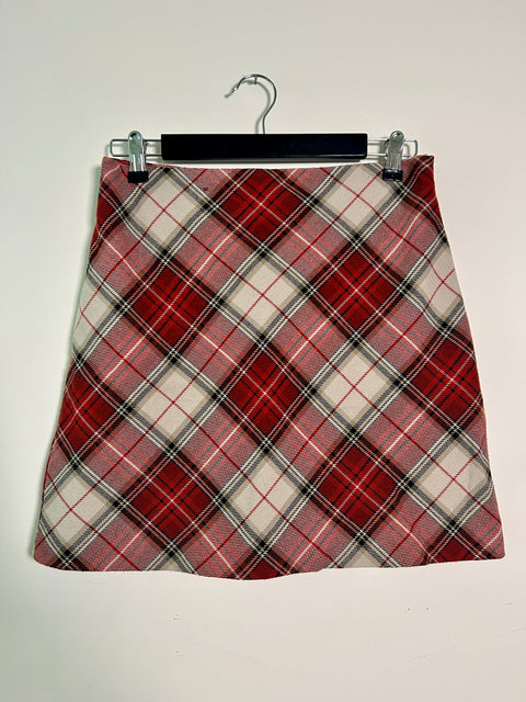 Red & White Tartan Mini Skirt - EU 38