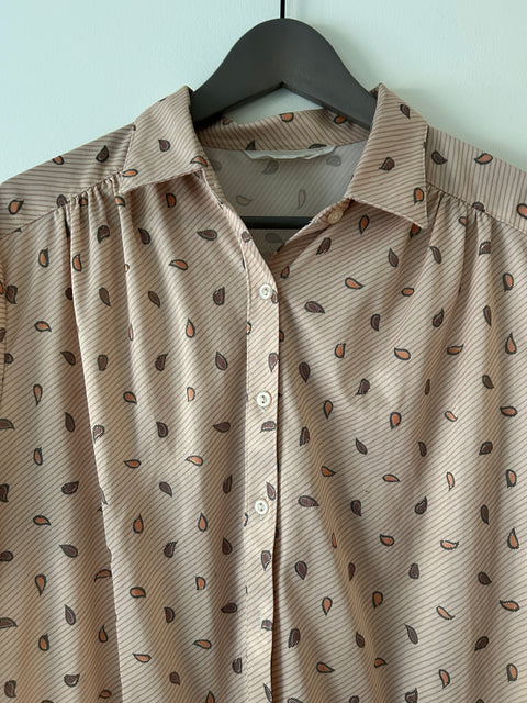 70s Vintage Retro Button-Up Shirt with Pattern - Size M