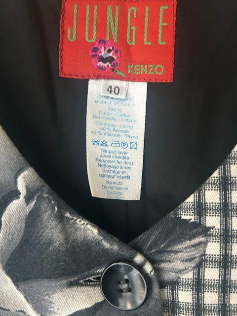 Kenzo black-and-white gingham floral top