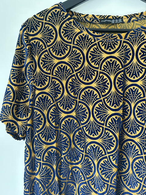 Atmosphere Velvet Luxe Navy and Yellow Top