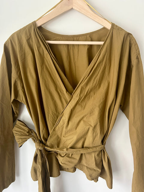 Uniqlo Mustard Wrap Blouse with Tie