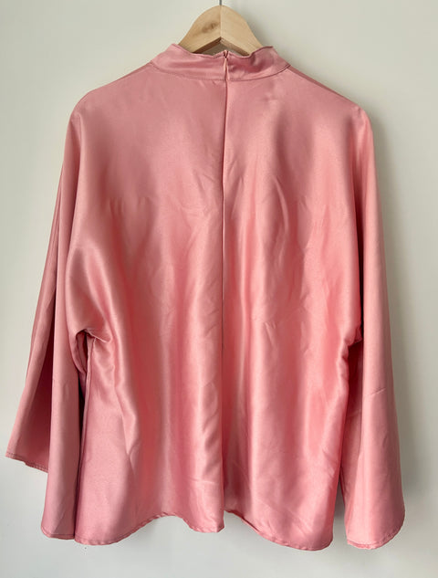 Pink Satin Tunic with Flowy Sleeves - Free Size