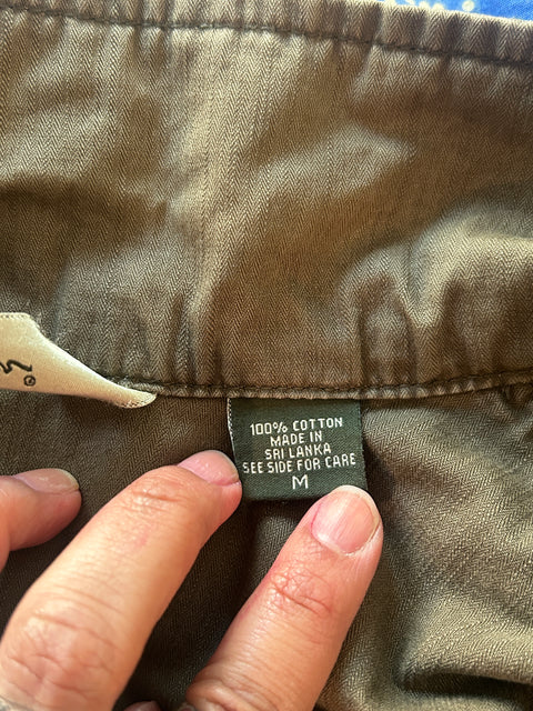 Olive Green Utility Jacket with Pocket Details - M