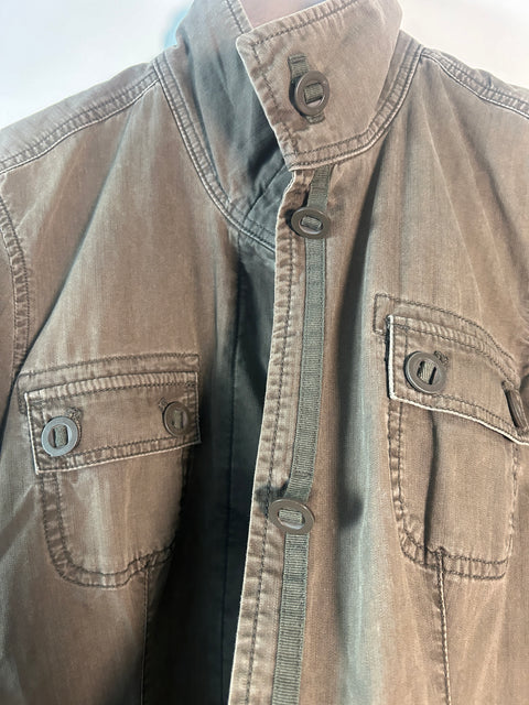 Olive Green Utility Jacket with Pocket Details - M
