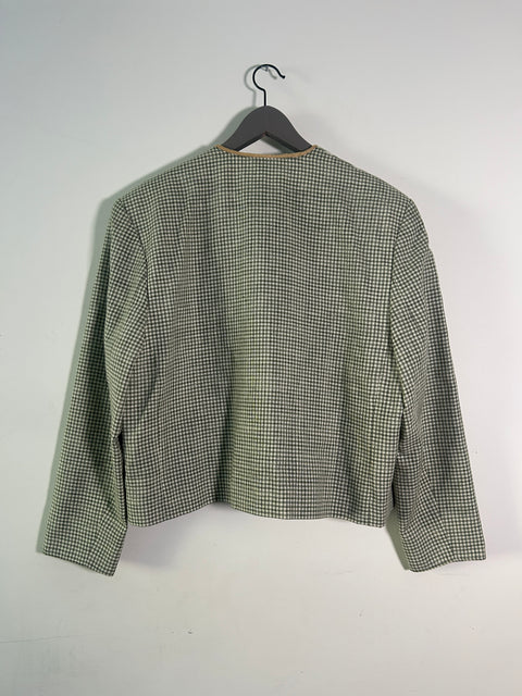 Vintage Gingham Jacket with Unique Button Details - EU 42