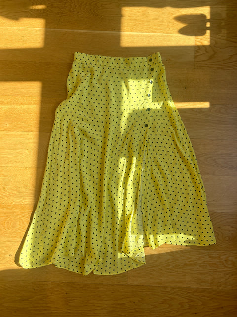 Polka Dot Asymmetrical Midi Skirt - M