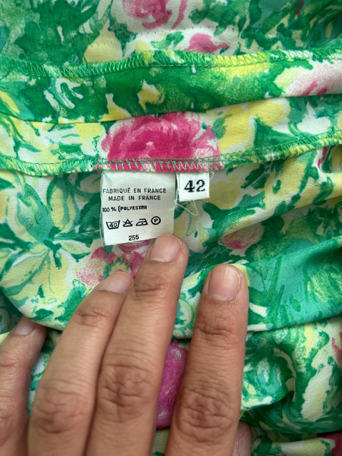 Vintage Parisian Silk Wrap Dress - EU 42