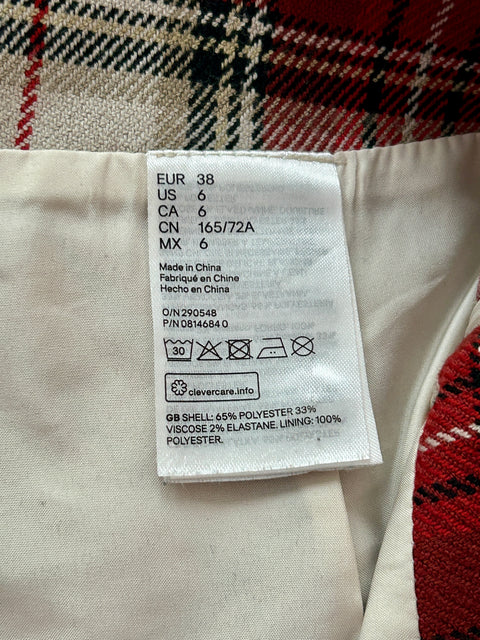 Red & White Tartan Mini Skirt - EU 38